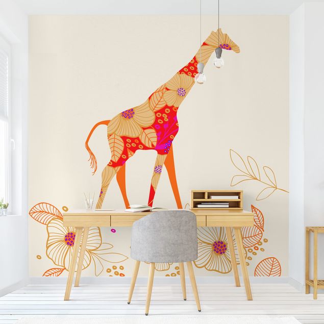 Tapisserie girafe Girafe florale