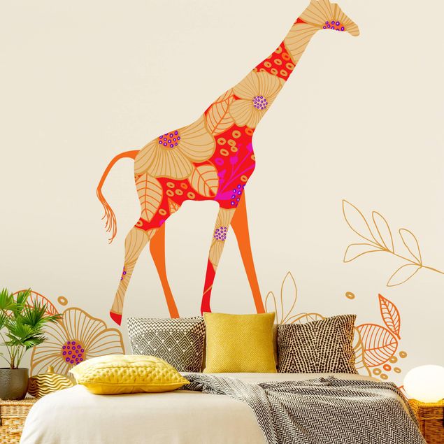 Papiers peints modernes Girafe florale