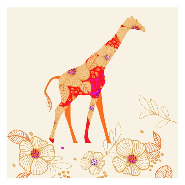 tapisserie panoramique Girafe florale