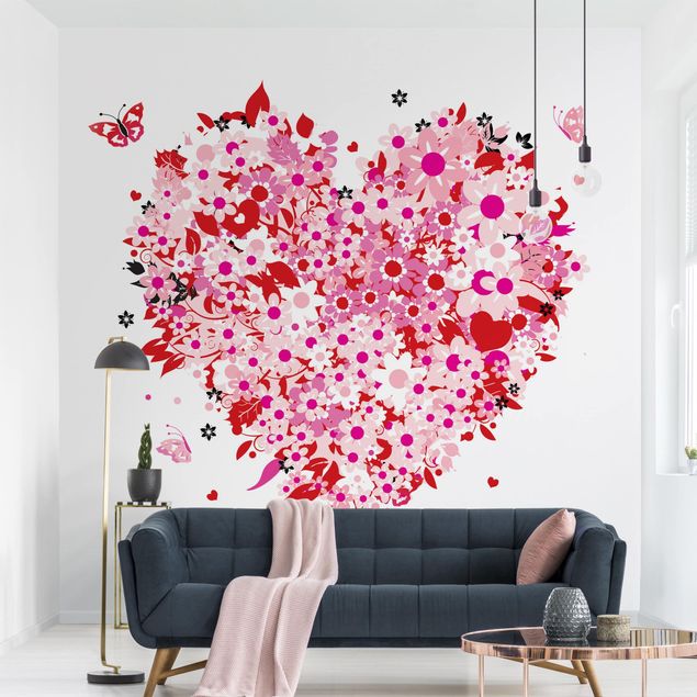 Papier peint - Floral Retro Heart