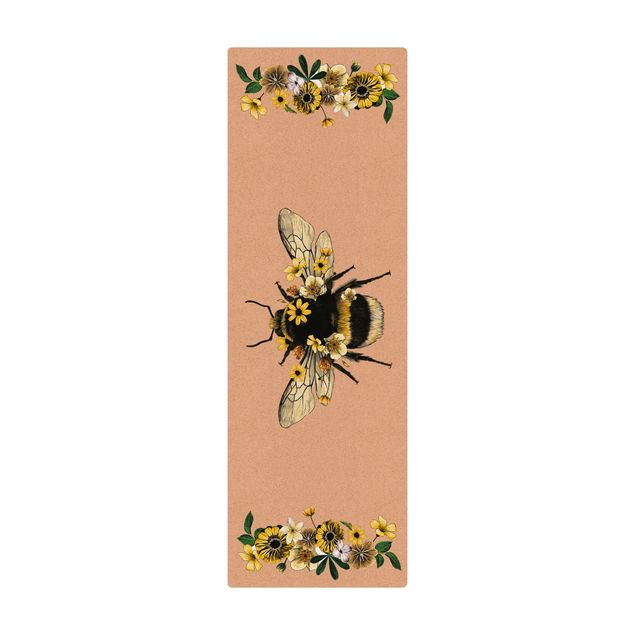 Tapis en liège - Floral Bumblebee - Format portrait 1:3