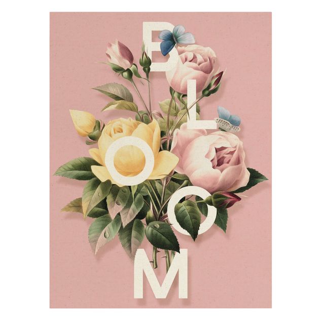 Tableau amour Typographie Florale - Fleuri