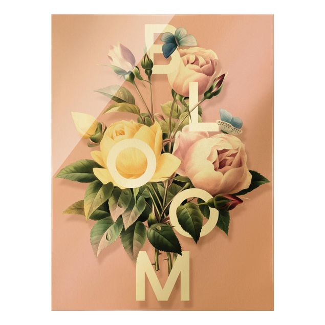 Tableaux rose Typographie Florale - Fleuri