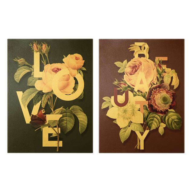 Tableau amour Typographie florale - Amour et Beauté