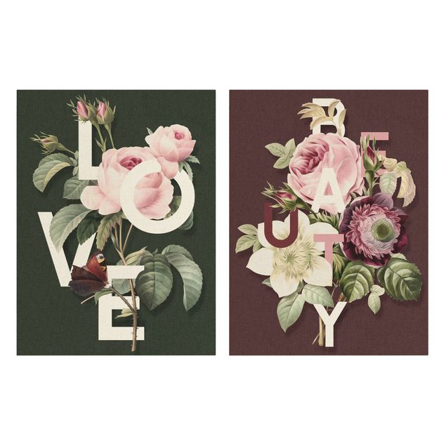 Tableau amour Typographie florale - Amour et Beauté