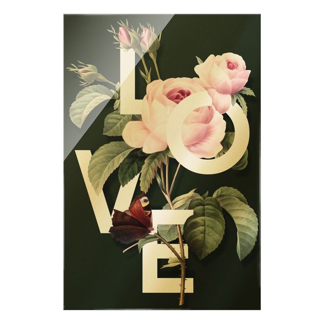Tableaux verts Typographie Florale - Amour