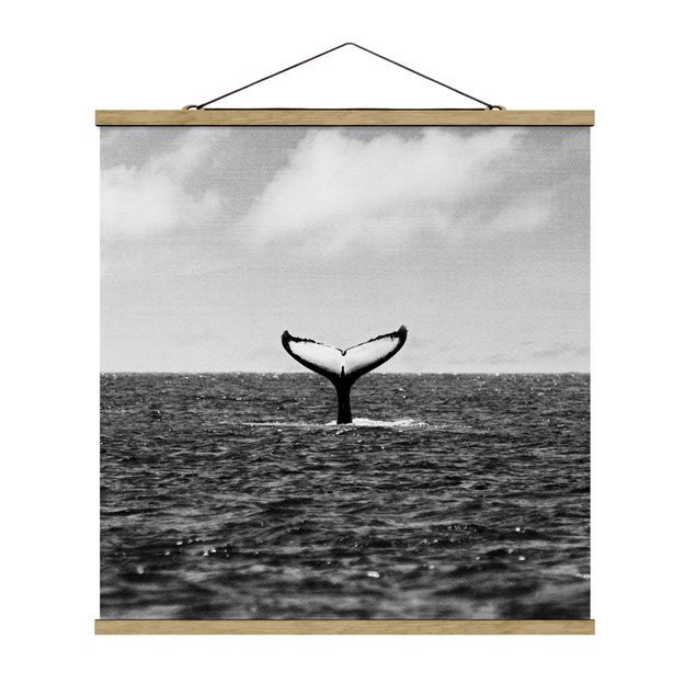 Posters en noir et blanc Queue de poisson au milieu de l'océan