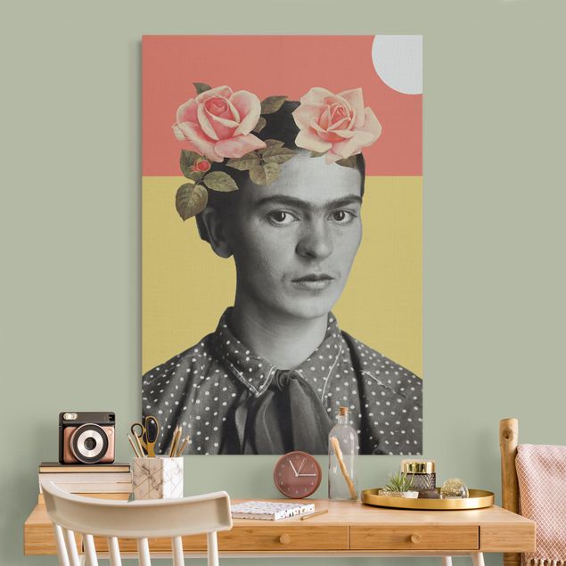 Tableau style vintage Frida Kahlo - Collage au coucher du soleil