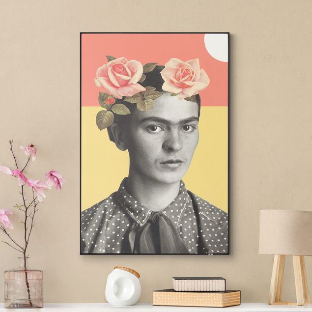 Tableau portraits Frida Kahlo - Collage au coucher du soleil