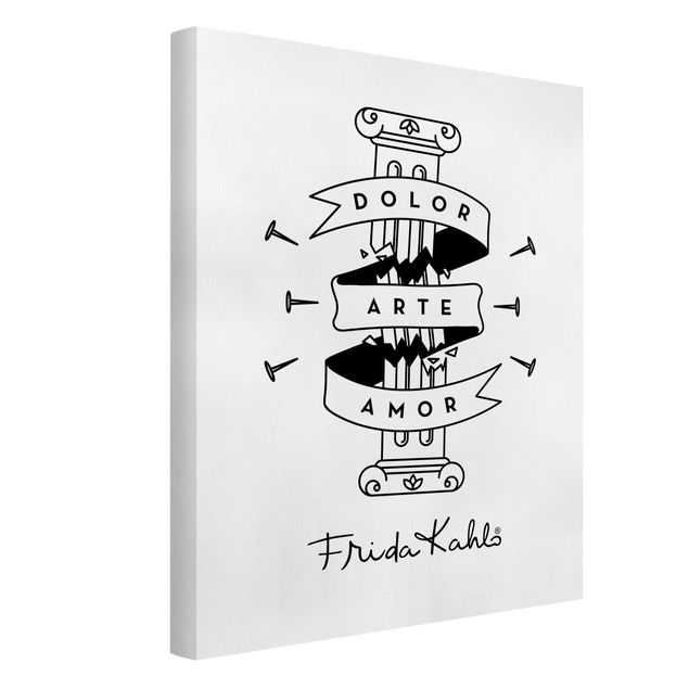 Tableaux noir et blanc Frida Kahlo Dolor Arte Amor