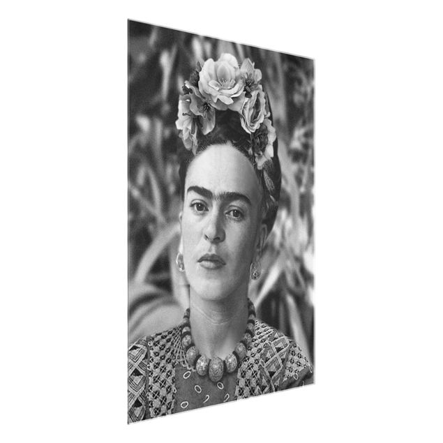 Tableaux noir et blanc Frida Kahlo Photograph Portrait With Flower Crown