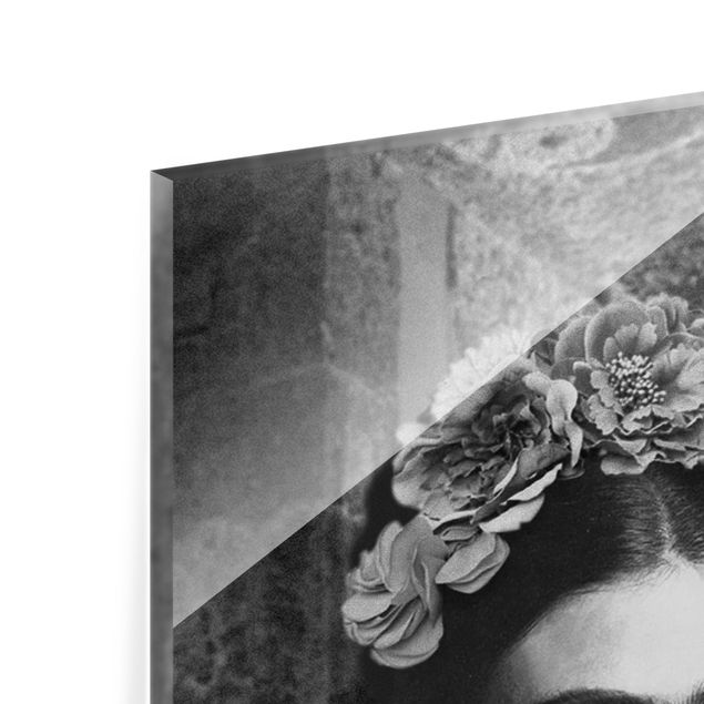 Tableaux en verre magnétique Frida Kahlo Photograph Portrait With Cacti