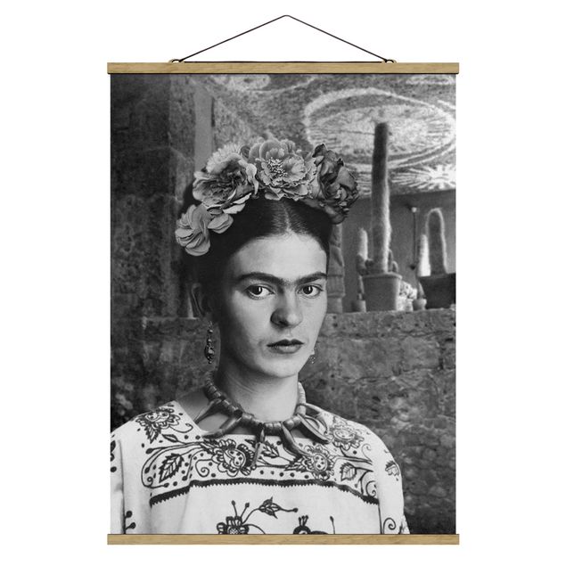 Tableaux noir et blanc Frida Kahlo Photograph Portrait With Cacti
