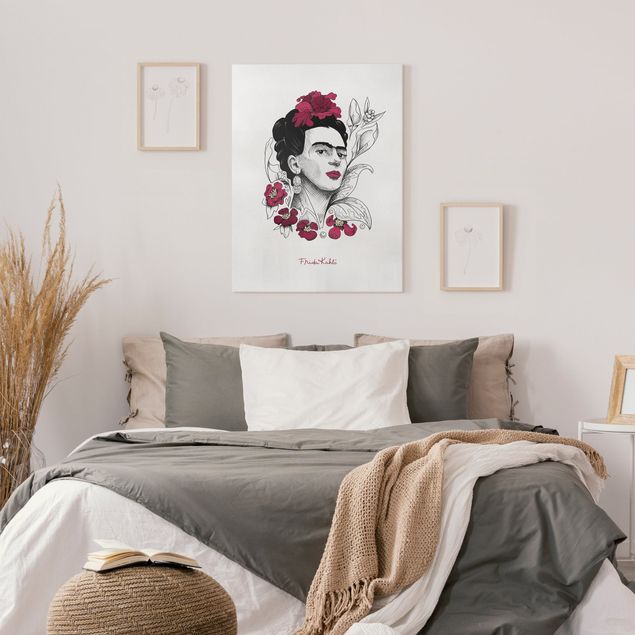 Tableaux portraits Frida Kahlo Portrait With Flowers