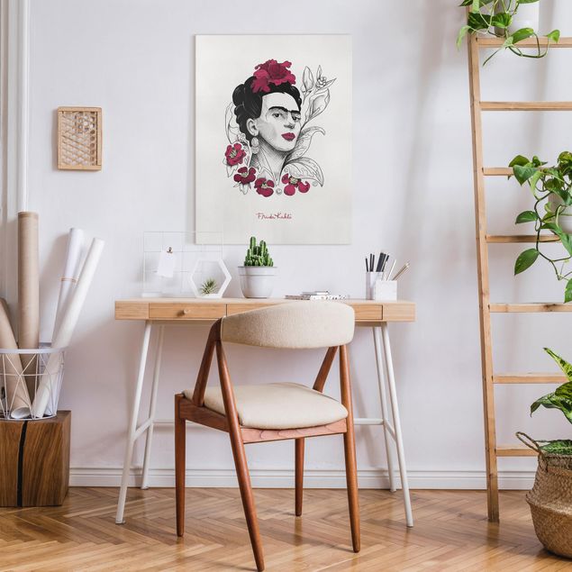 Tableau reproduction Frida Kahlo Portrait With Flowers