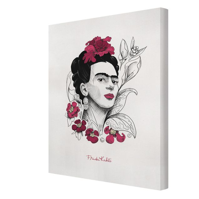 Tableaux toile Frida Kahlo Portrait With Flowers