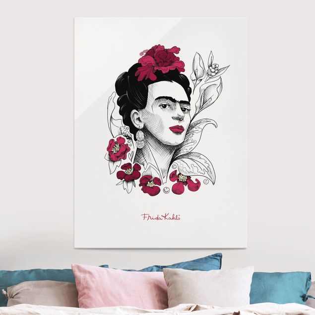 Tableaux moderne Frida Kahlo Portrait With Flowers