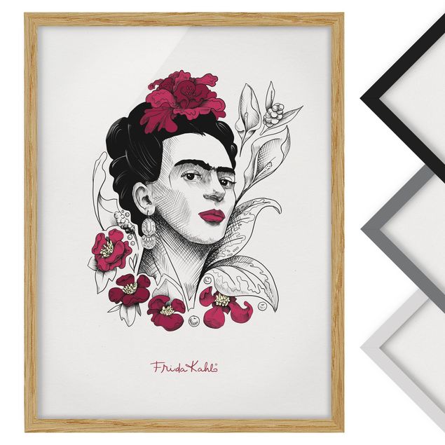 Tableaux Frida Kahlo Portrait With Flowers