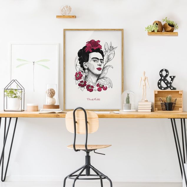 Tableaux portraits Frida Kahlo Portrait With Flowers