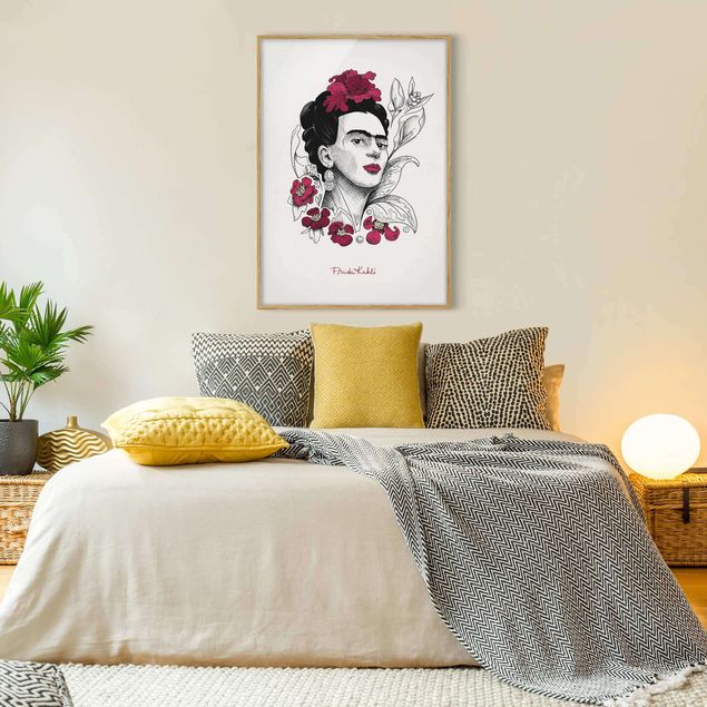 Tableau reproduction Frida Kahlo Portrait With Flowers