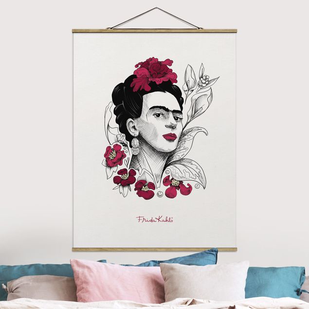 Tableaux modernes Frida Kahlo Portrait With Flowers