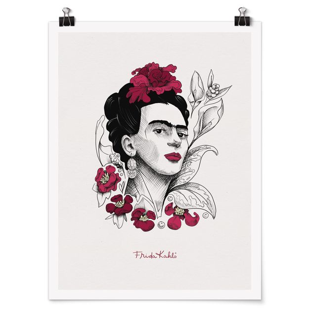 Tableaux Frida Kahlo Frida Kahlo Portrait With Flowers