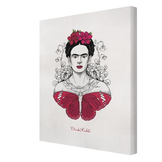 Tableau Frida Kahlo Frida Kahlo Portrait With Flowers And Butterflies