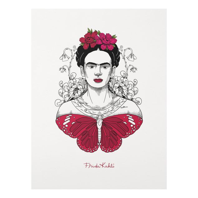 Tableaux Frida Kahlo Frida Kahlo Portrait With Flowers And Butterflies