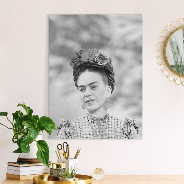 Tableaux sur toile en noir et blanc Frida Kahlo Portrait