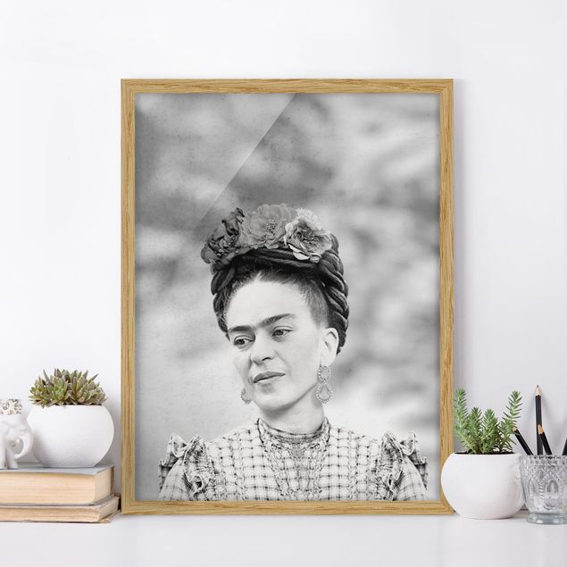Tableaux encadrés noir et blanc Frida Kahlo Portrait