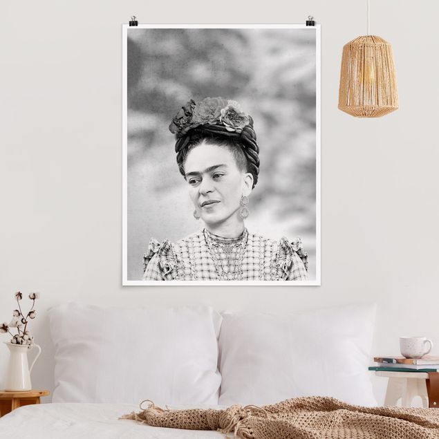 Posters en noir et blanc Frida Kahlo Portrait