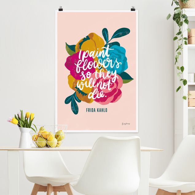 Tableau moderne Frida quote with flowers