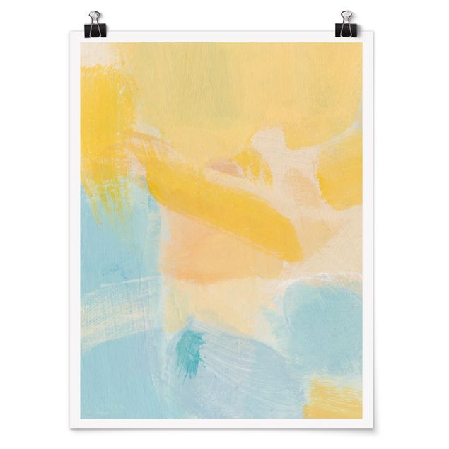 Posters abstraits Composition de printemps en jaune et bleu