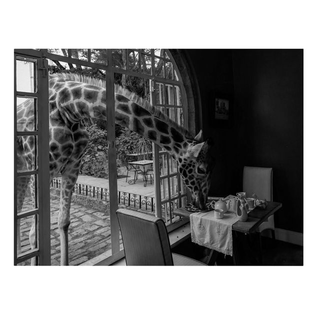 Toile girafe Petit-déjeuner avec la girafe