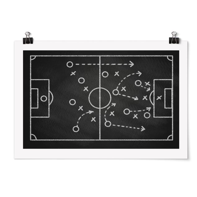 Tableau sportif Football Strategy On Blackboard