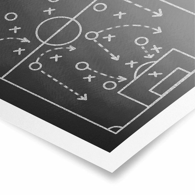 Tableaux noir et blanc Football Strategy On Blackboard