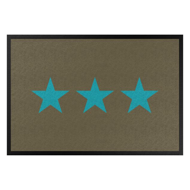 tapis salon moderne Trois Étoiles Marron Turquoise Bleu