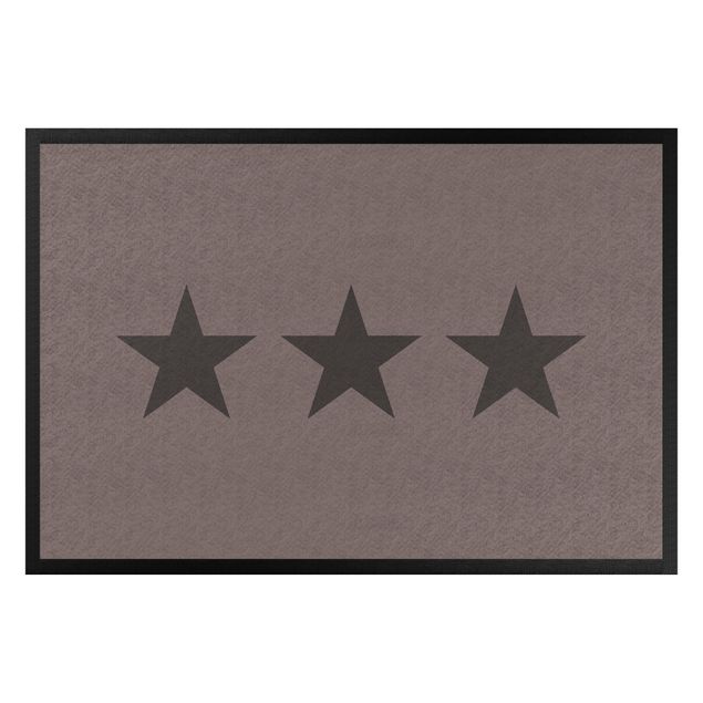 tapis contemporain Trois étoiles Gris Marron