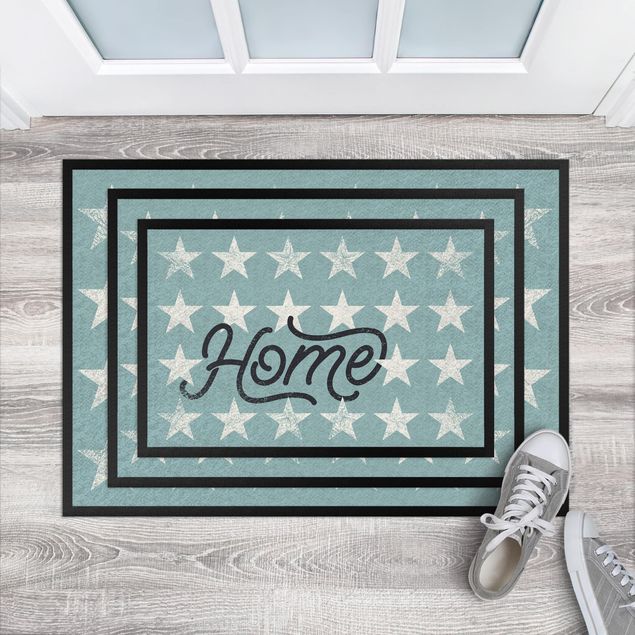 tapis modernes Home Stars Gris Turquoise