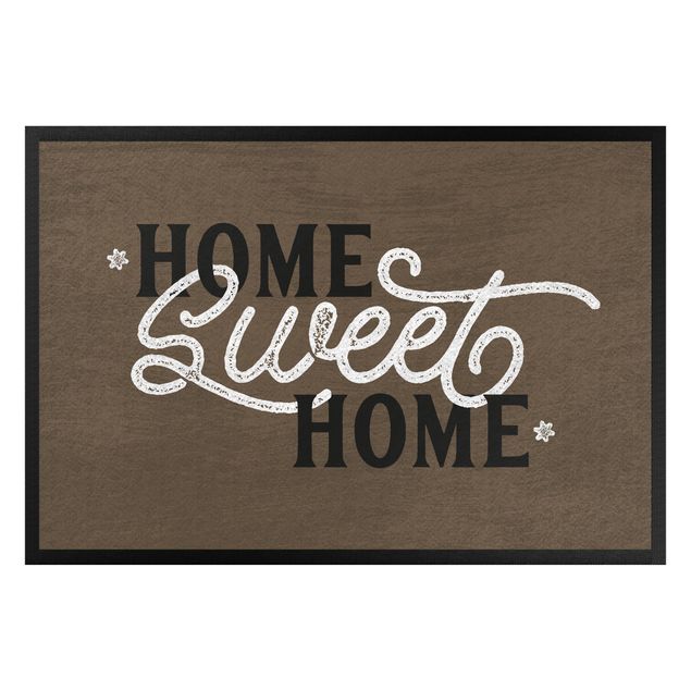 Paillasson personnalisé famille Home sweet Home shabby Brown
