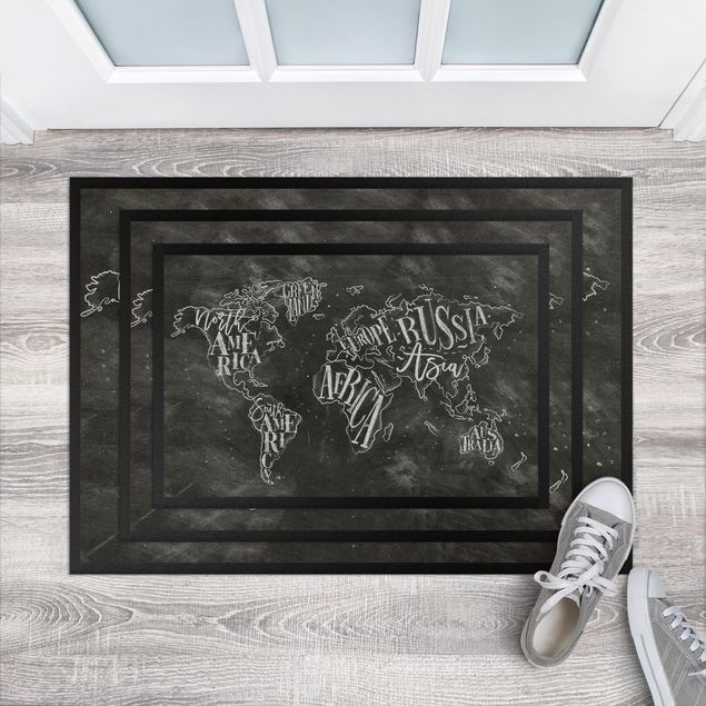 tapis contemporain Carte du monde à la craie