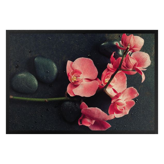 tapis contemporain Orchidée rose pâle