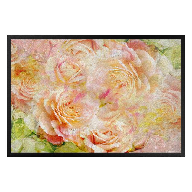 tapis contemporain Pastel Rose aquarelle
