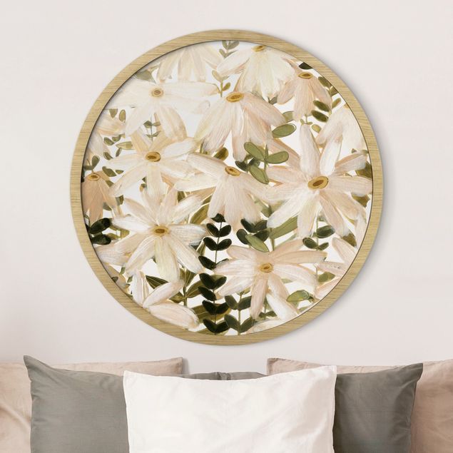 Tableaux encadrés fleurs Un champ de marguerite en blanc et or