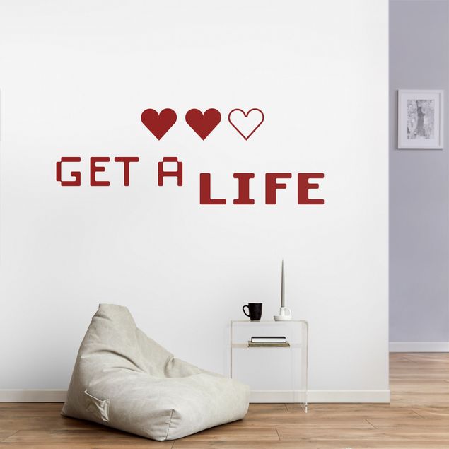 Sticker mural amour Gaming Hearts Get a Life