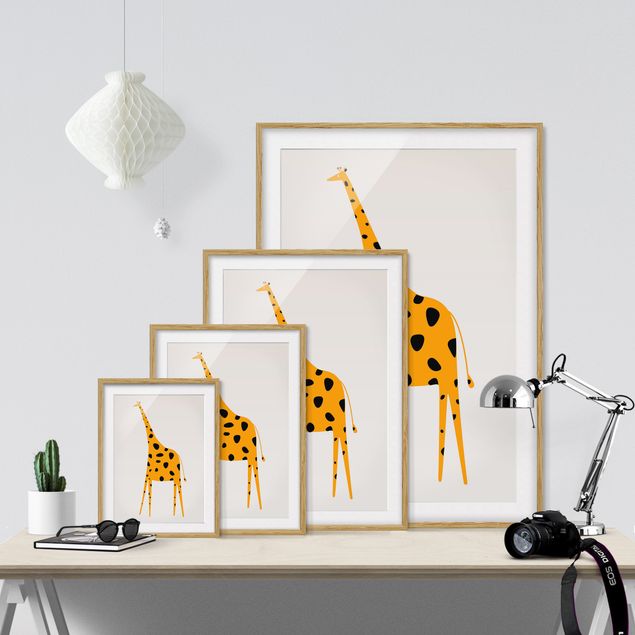Tableau animaux Girafe jaune