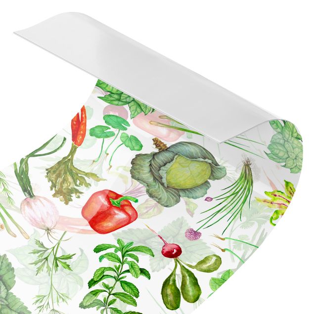 Crédence cuisine Illustration de légumes et d'herbes aromatiques