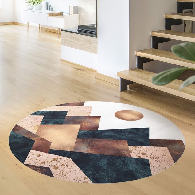 tapis salon moderne Montagnes Géométriques Bronze