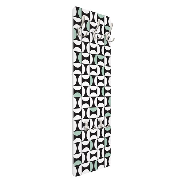 Porte-manteau - Geometrical Tile Arches Mint Green With Border