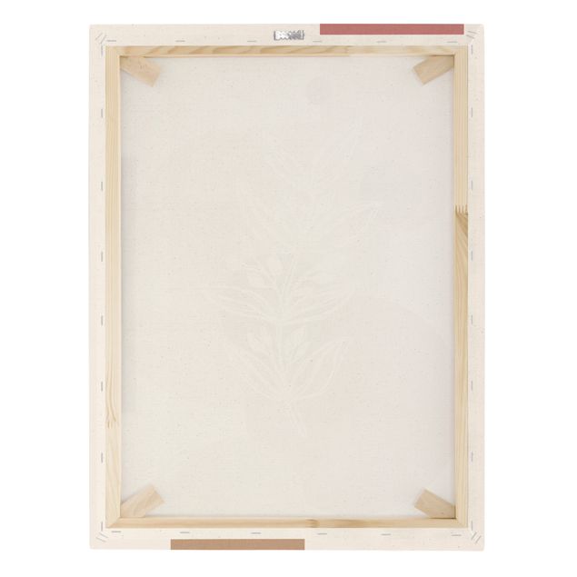 Tableau sur toile naturel - Geometrical Shapes - Leaves Pink Gold - Format portrait 3:4